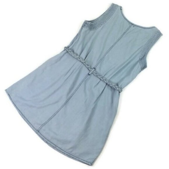 Bootheel Trading Co Cheryl Crow Blue Sleeveless Belted Denim Dress Womens Large - Picture 4 of 11